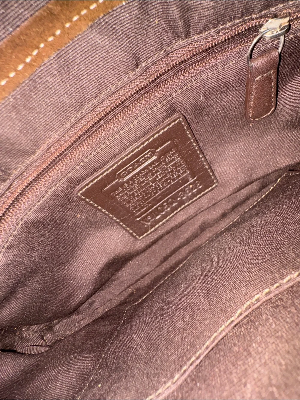 Vintage Coach Signature Suede Shoulder Bag – Style 3628